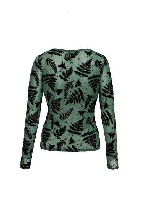 Hell Bunny Fearn Moth Mesh Top Groen - 2