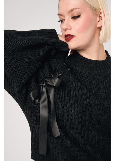 Hell Bunny Esme Bow Trui Zwart - 8