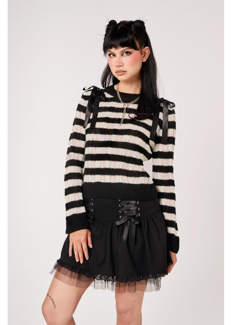 Hell Bunny Seattle Stripes Trui Zwart Wit - 4