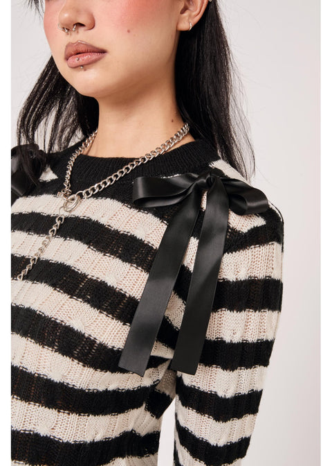 Hell Bunny Seattle Stripes Trui Zwart Wit - 5