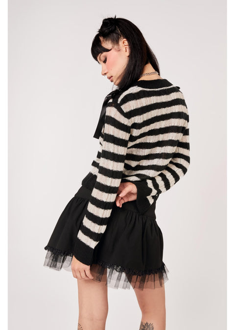 Hell Bunny Seattle Stripes Trui Zwart Wit - 6