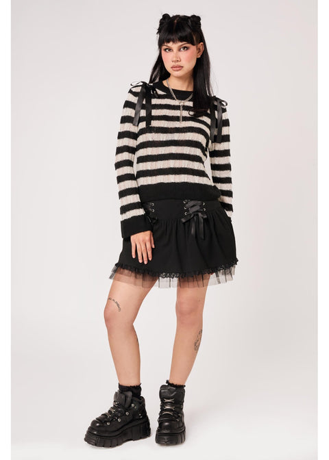 Hell Bunny Seattle Stripes Trui Zwart Wit - 7