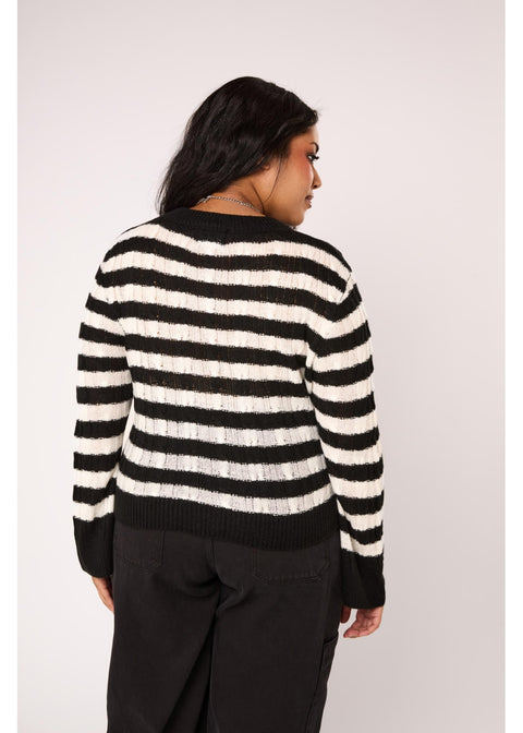 Hell Bunny Seattle Stripes Trui Zwart Wit - 9