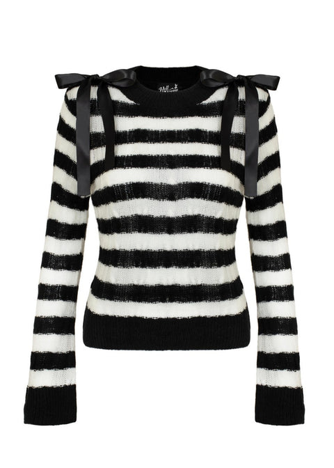Hell Bunny Seattle Stripes Trui Zwart Wit - 1