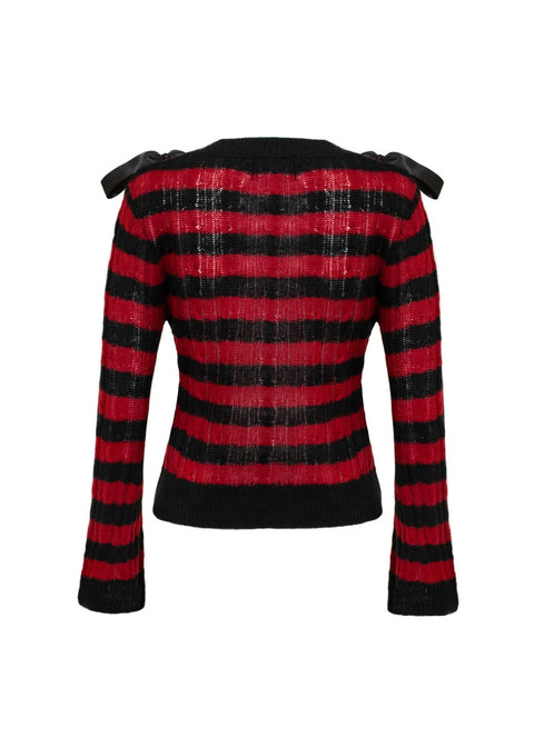 Hell Bunny Seattle Stripes Trui Zwart Rood - 2