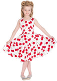 Hearts & Roses Kids Bombshell Cherry 50's Swing Dress White