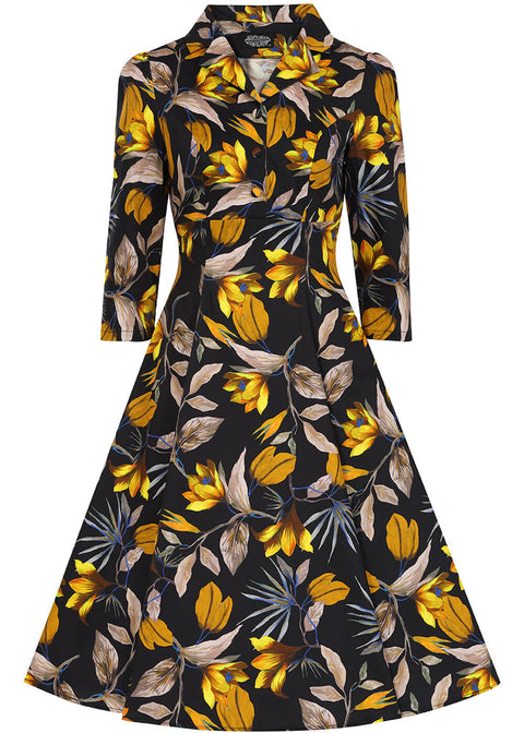 Hearts & Roses Mila Floral 50's Swing Dress Black - www.succubus.com Hearts & Roses Mila Floral 50's Swing Dress Black - www.succubus.com