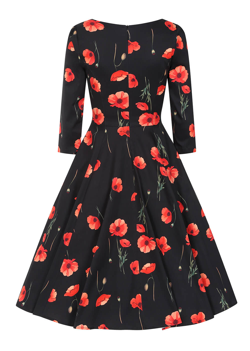 Hearts & Roses Rain Poppy Roses 50's Swing Jurk - www Hearts & Roses Rain Poppy Roses 50's Swing Jurk - www