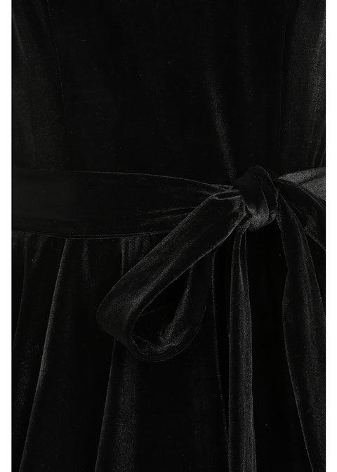 Hearts & Roses Pheobe Velvet 50's Swing Jurk Zwart – productfoto