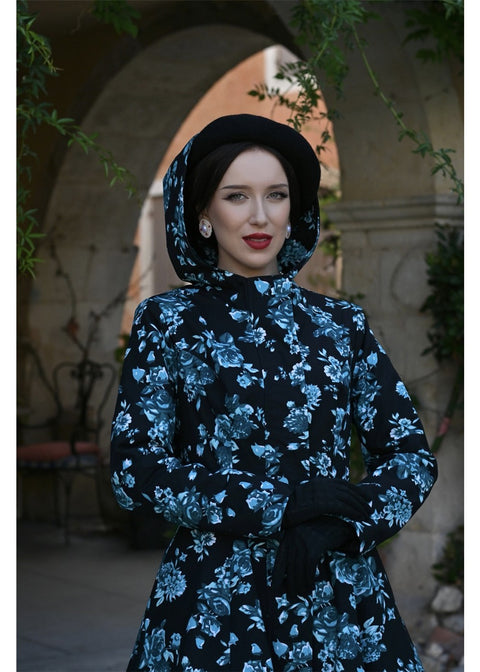 Hearts & Roses Keira Floral 50's Swing Jas Zwart – foto 5