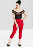 Hell Bunny Tina 50's Capri Trousers Red