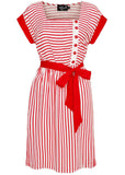 Hell Bunny Ahoy Stripe 40's Dress Red