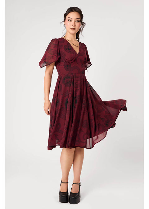 Hell Bunny Venom Snake 70's Midi Dress Burgundy – Succubus