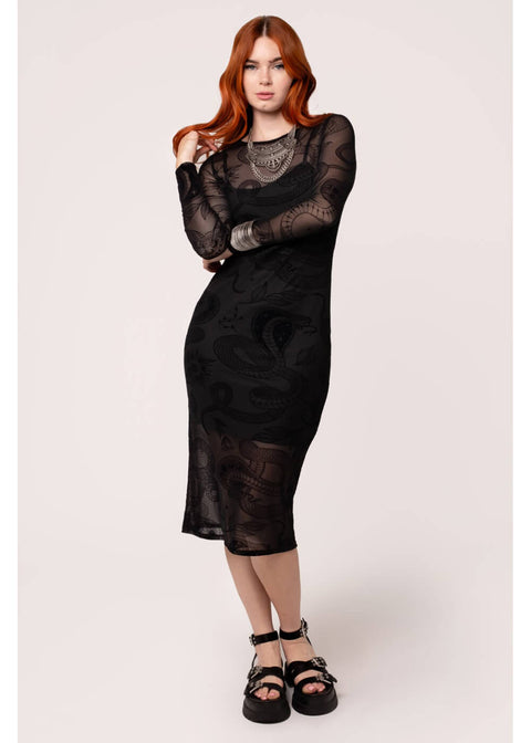 Hell Bunny Snake Charmer Midi Dress Black
