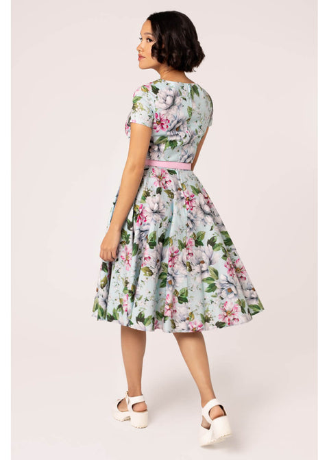 Hell Bunny Rina Floral 50's Swing Dress Blue – Succubus