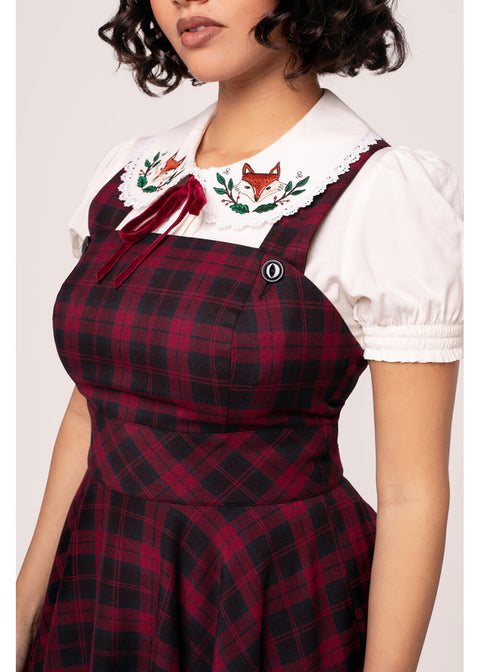 Hell Bunny Carmina Tartan 50's Swing Pinafore Dress Burgundy - www.succubus.com Hell Bunny Carmina Tartan 50's Swing Pinafore Dress Burgundy - www.succubus.com