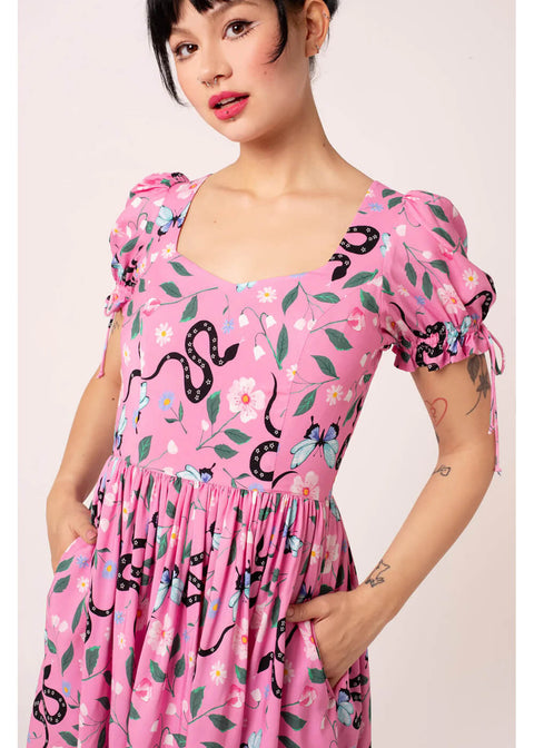 hell bunny pink dress Hell Bunny Deery Me Pink Mini Dress Cherry Red Vintage