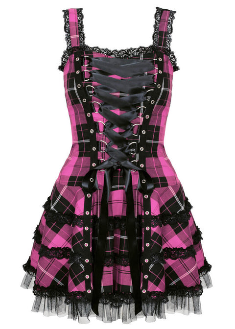 Hell Bunny Harley Tartan Dress Pink – Succubus