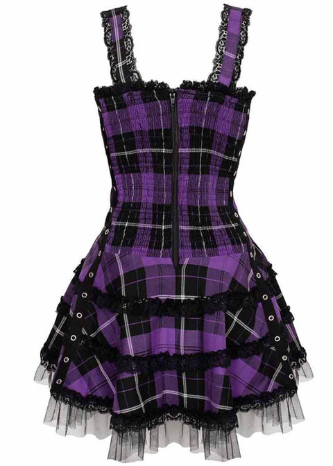 Hell Bunny Harley Tartan Dress Violet Hell Bunny Harley Tartan Dress Violet