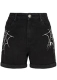 Hell Bunny Arania Spiderweb Shorts Black