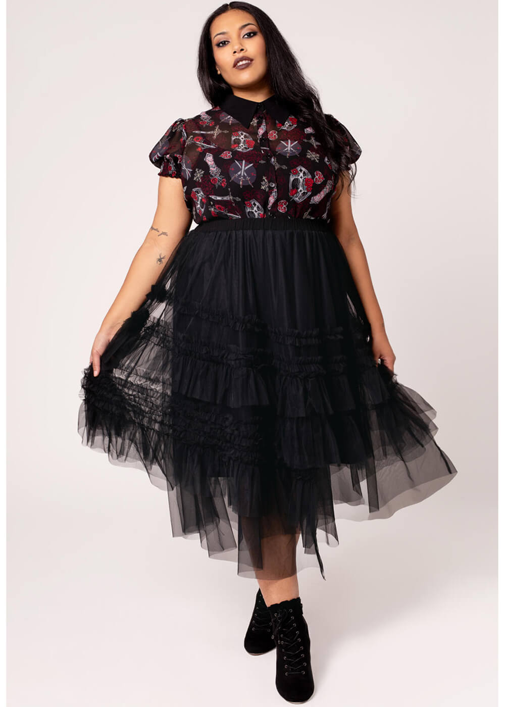 Hell Bunny Prudence 50s Midi Tulle Skirt Black – Succubus