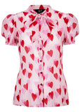 Hell Bunny Aphrodite Hearts 40's Blouse Pink