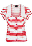 Hell Bunny Ahoy Stripe 40's Blouse Red