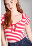 Hell Bunny Kit Stripe 50's Top Red