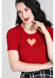 Hell Bunny Heart 60's Top Red
