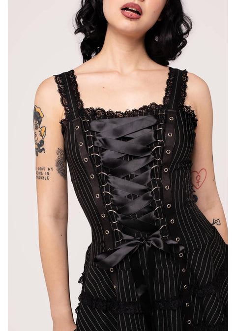 Hell Bunny Harley Pinstripe Dress Black White - www.succubus.com Hell Bunny Harley Pinstripe Dress Black White - www.succubus.com
