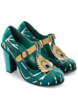 Hot Chocolate Design Peacock Pumps Teal Blue