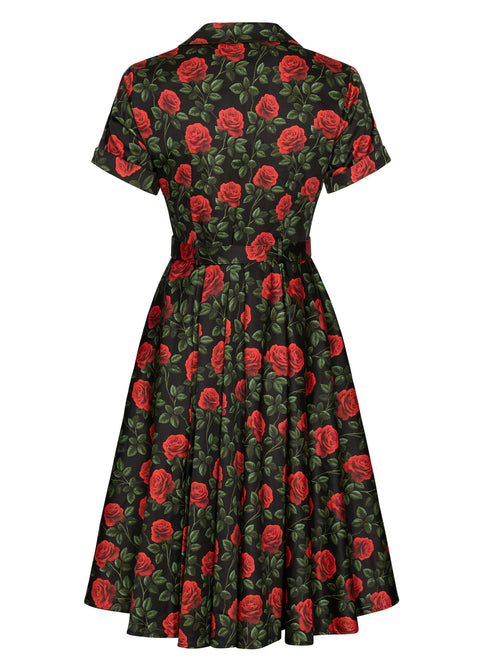 Succubus Clothing Lucy Roses & Thorns 50'er swingkjole sort
