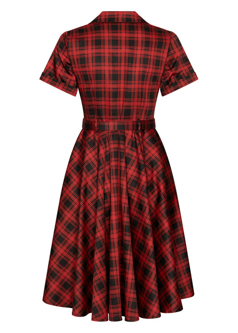 Succubus Clothing Lucy Rogue Tartan 50-luvun swing-mekko punamusta