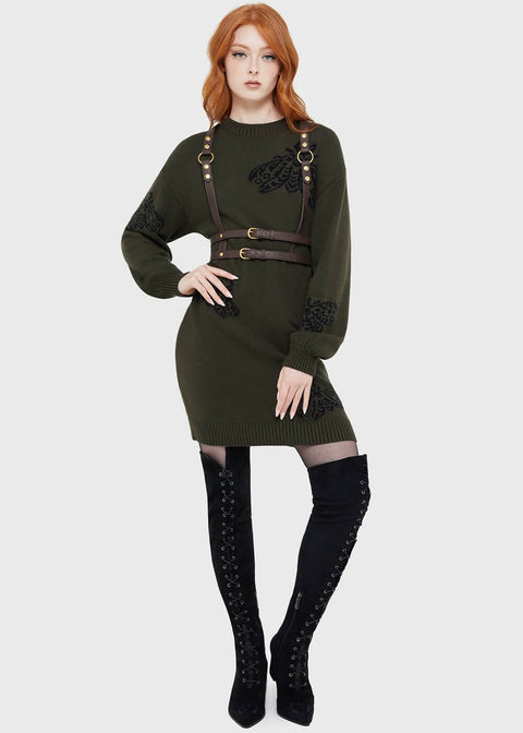 Killstar Moth Light Sweater Dress Green - www.succubus.com Killstar Moth Light Sweater Dress Green - www.succubus.com