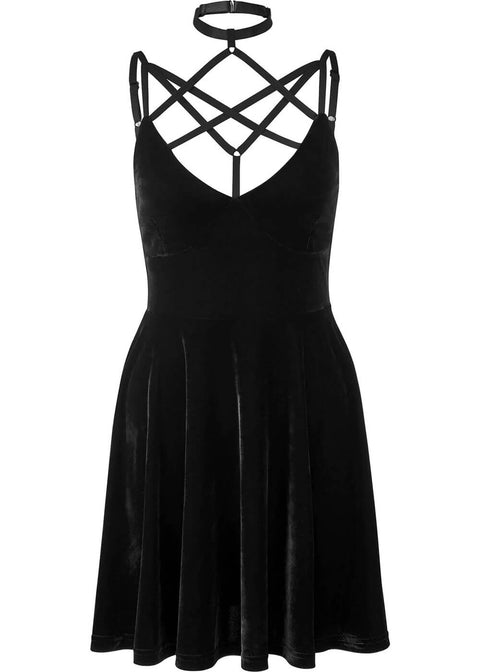 Killstar Magica Velvet Pentagram Skater Dress Black - www.succubus.com Killstar Magica Velvet Pentagram Skater Dress Black - www.succubus.com