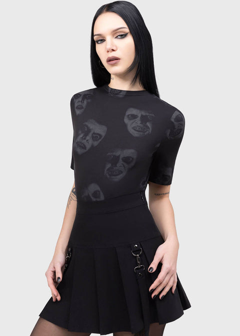 killstar exorcista shirt dress Killstar x Exorcist Do You Know What She Did? Maxi Dress Black