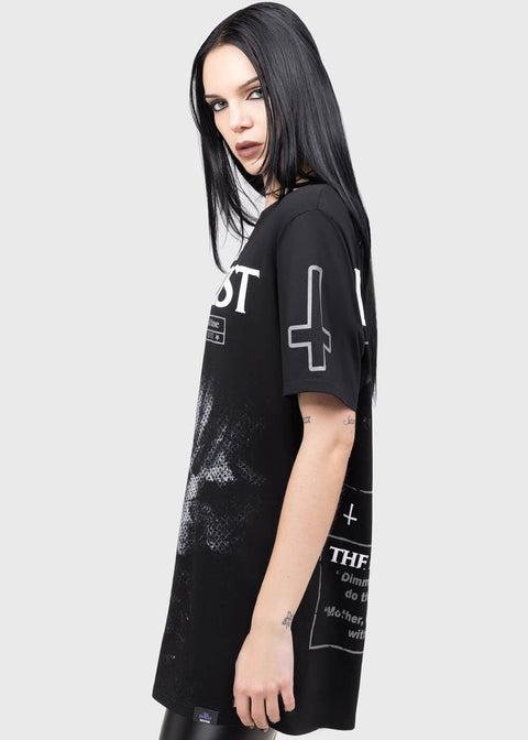 killstar exorcista shirt dress women's dress KILLSTAR x THE EXORCIST - Excellent Day For An Exorcism