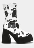 Koi Footwear Holy Cow 70's Platform Boot Black White