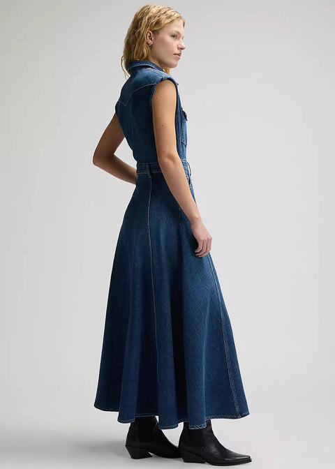 Lee Women Western Denim Maxi Dress Dark Magic Blue Lee Women Western Denim Maxi Dress Dark Magic Blue
