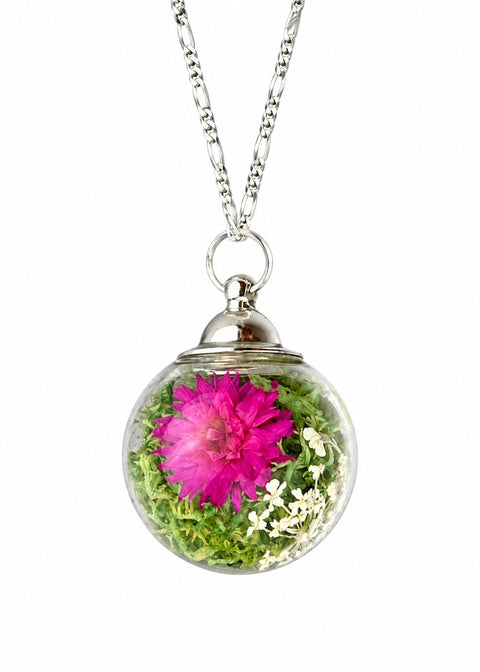 MadamLili Chrysanthemum Bouquet Ketting Zilver - ghost image