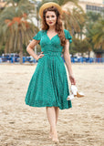 Miss Candyfloss Hestia Tiffany Dot 40's Swing Dress Turquoise