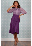 Miss Candyfloss Enid Violette Lace 40's Trumpet Skirt Purple