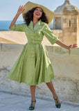 Miss Candyfloss Petula Sage Overjas 50's Swing Dress Pear Green