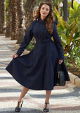 Miss Candyfloss Laina Lee Reversible & Water Resistant 50's Trenchcoat Navy Blush