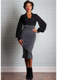 Miss Candyfloss Fronde Abalone 50's Pencil Skirt Grey