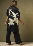 One Hundred Stars Stork Midi Kimono Black
