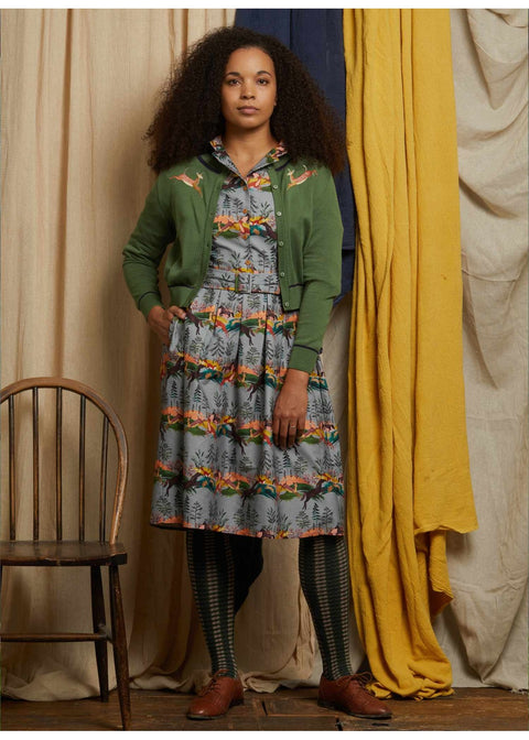 Palava Vera Embroidered Deers Cardigan Groen