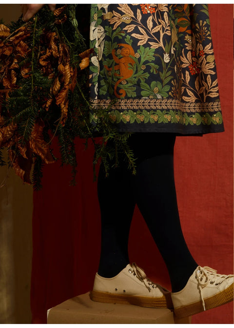 Palava Cynthia indigo jurk met dodo's en botanische print - productfoto 6