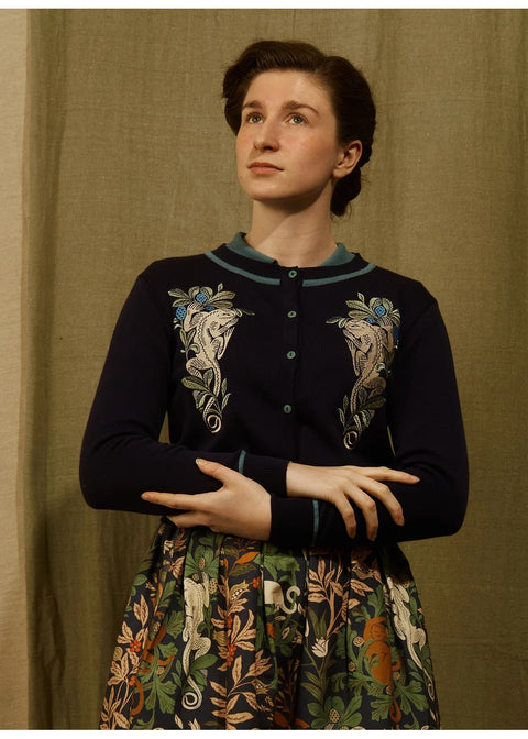 Palava Vera navy vestje met geborduurde hagedissen - productfoto 3