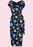 Pretty Dress Company Hourglass Verona 50's Pencil Dress Black Blue